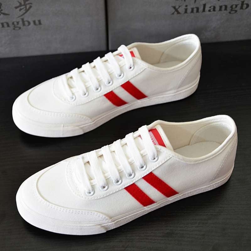 Férfi slip-on sportcipő, koreai stílus, légáteresztő több anyagból készült felsőrész, kerek orr, gumi talp