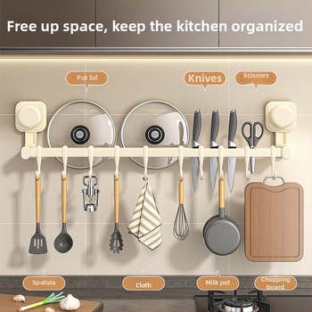 Οργανωτής κουζίνας με αναρρόφηση, χωρίς εγκατάσταση, τοίχος-κρεμάστρα για κουτάλες, σπατούλες και μαχαίρια, ανοξείδωτο ατσάλι, έναρξη 2025