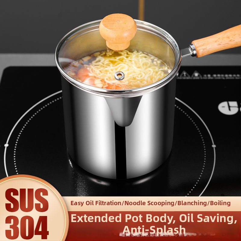 Pan s 304 oceľou na vyprážanie s košíkom na vyprážanie, extra hrubý fritovací hrniec na vyprážanie a varenie, hĺbka 12,5 cm