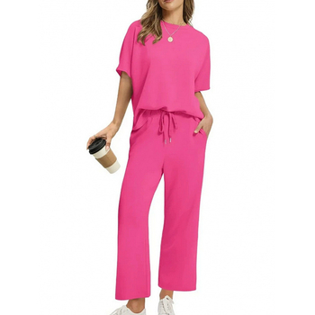 Ženski ljetni casual kostim set s T-shirt topom, 3D uzorak, poliester, 3/4 rukavi, ljeto 2025