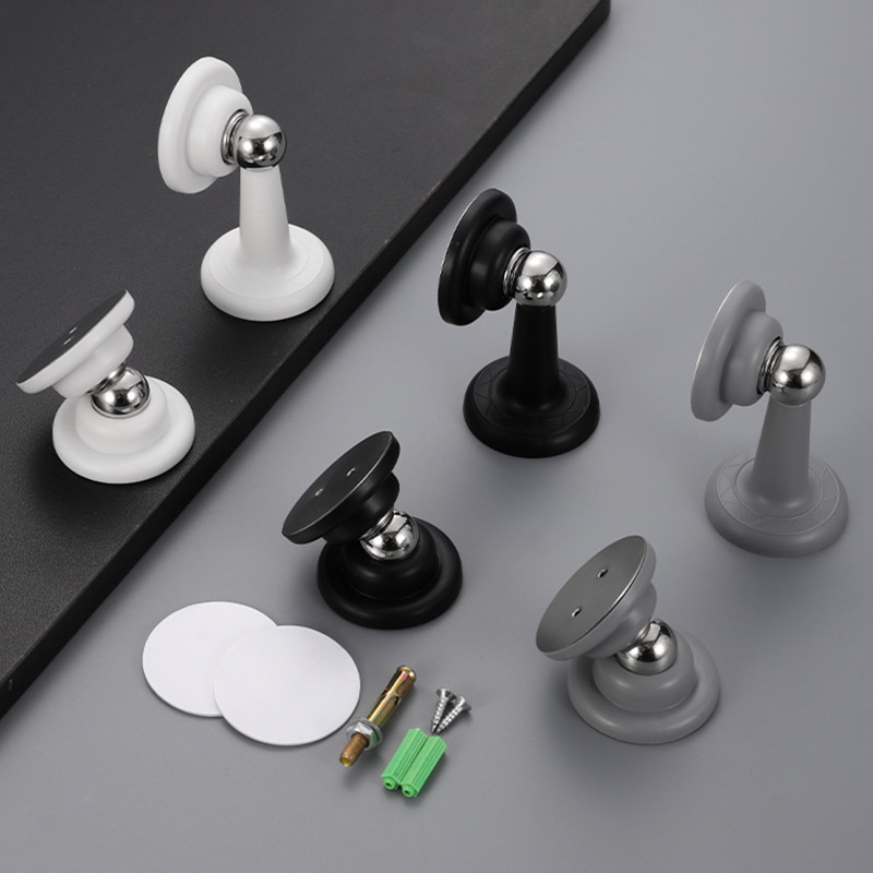 Mágneses, hangtalan ajtóstopper műanyag‑acélból — Modell No-punch; Anyag: műanyag‑acél; Szerelés: fal típus Ct-01; Működtetés: manuális; Stílus: modern minimál.