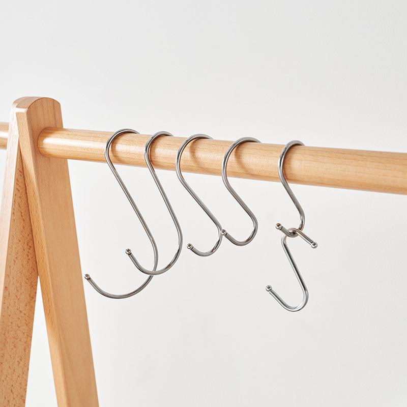 Ανοξείδωτος S-σχήματος γάντζος για τοίχο, χωρίς οπές, φορτίο 3 kg, σετ 5 τεμάχια