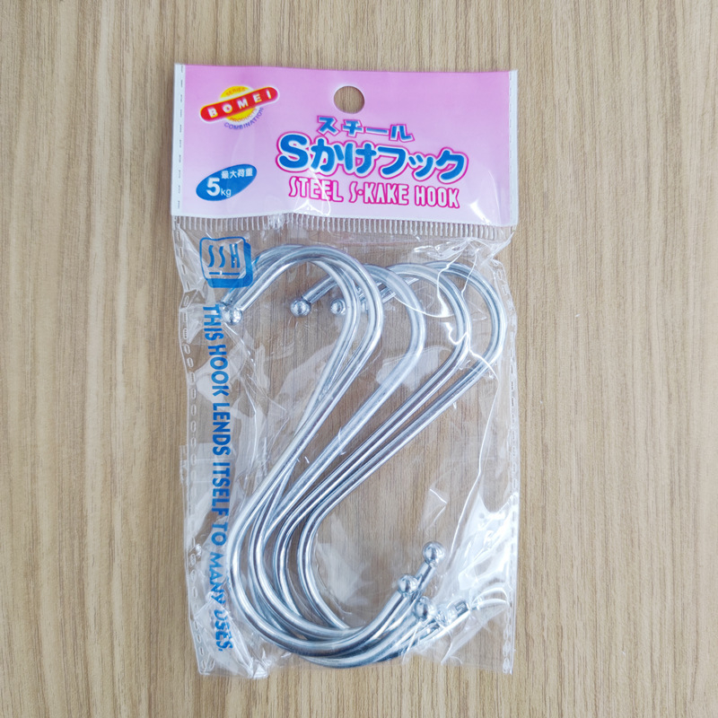 Ανοξείδωτος S-σχήματος γάντζος για τοίχο, χωρίς οπές, φορτίο 3 kg, σετ 5 τεμάχια