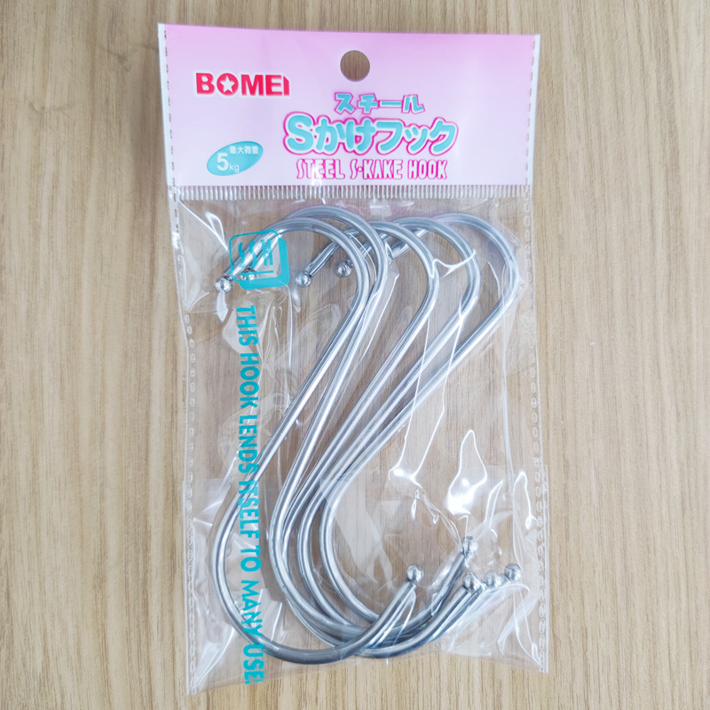 Ανοξείδωτος S-σχήματος γάντζος για τοίχο, χωρίς οπές, φορτίο 3 kg, σετ 5 τεμάχια