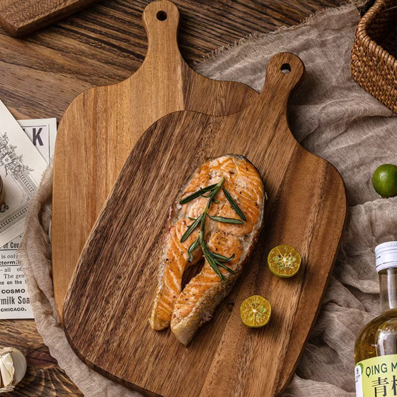 Drvena daska za rezanje s drškom, dvostrana, protuklizna, kućna upotreba, prijenosna