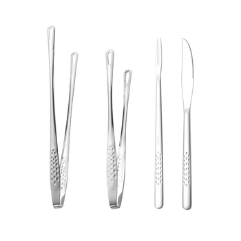 Set tacâmuri pentru grătar cu clește din oțel inoxidabil 304, cuțit și furculiță-clip — Brand Red Door Tower; Categorie: tacâmuri pentru grătar; Reutilizabil