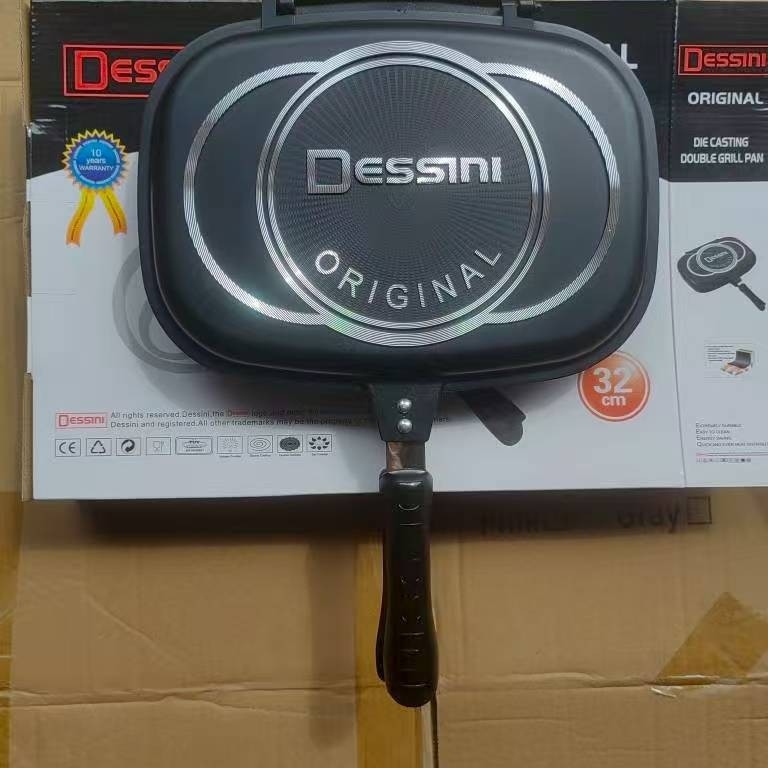 Dvostrani tiganj korejskog stila s nelepljivim premazom, od aluminijske legure, kompatibilan s plinskim štednjakom