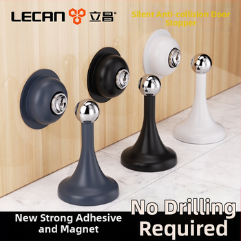 Stopper magnetic pentru uși cu ventuză, montaj fără găuri, pentru baie, din silicon, finisaj electroplacat
