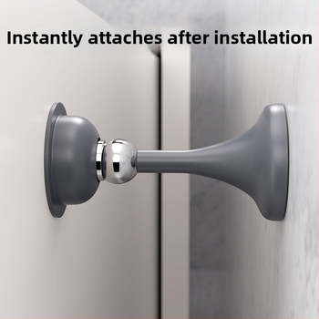 Stopper magnetic pentru uși cu ventuză, montaj fără găuri, pentru baie, din silicon, finisaj electroplacat