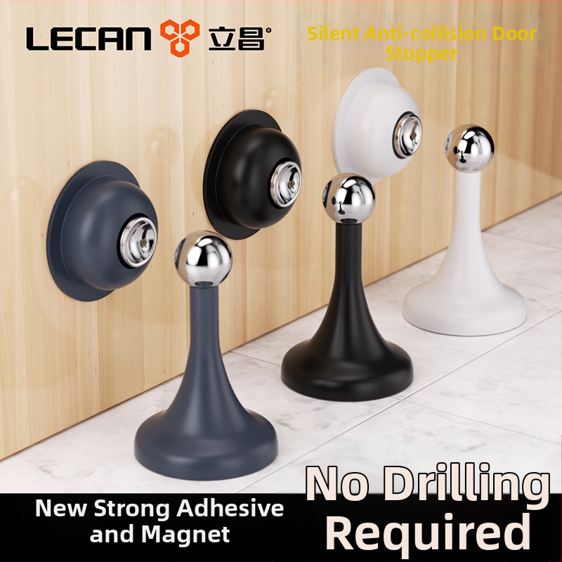 Stopper magnetic pentru uși cu ventuză, montaj fără găuri, pentru baie, din silicon, finisaj electroplacat