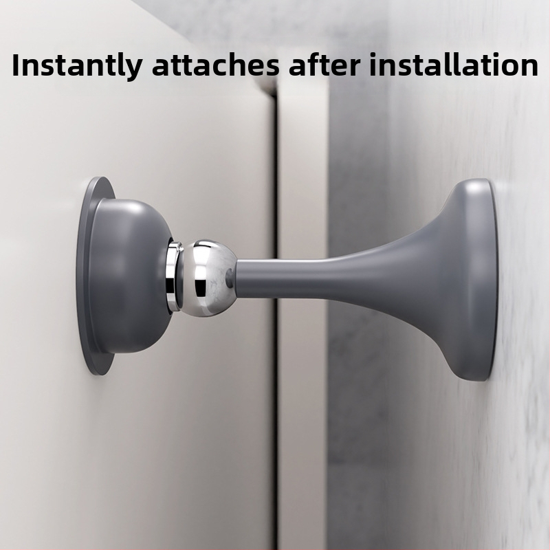 Stopper magnetic pentru uși cu ventuză, montaj fără găuri, pentru baie, din silicon, finisaj electroplacat