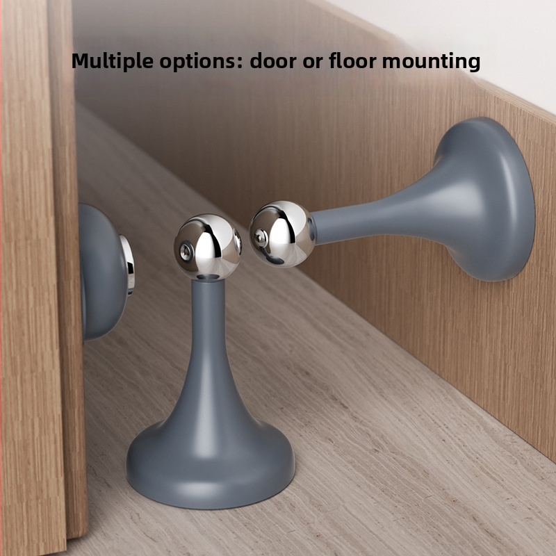 Stopper magnetic pentru uși cu ventuză, montaj fără găuri, pentru baie, din silicon, finisaj electroplacat