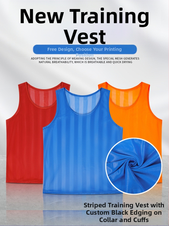 Detský tréningový dres na futbal s pruhovanou sieťovinou, polyester, unisex, vlastné logo