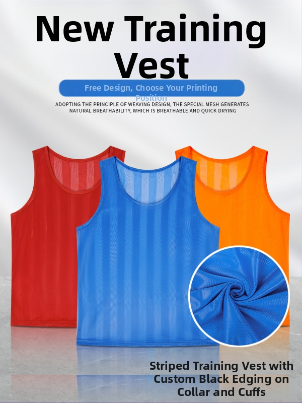 Detský tréningový dres na futbal s pruhovanou sieťovinou, polyester, unisex, vlastné logo