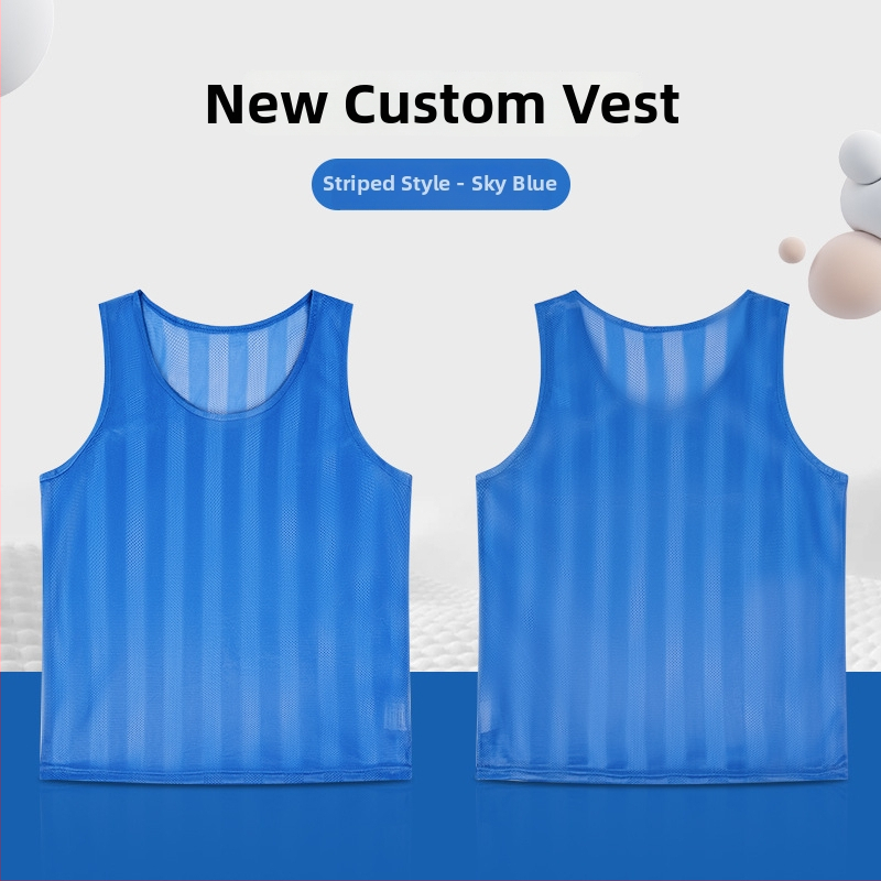 Detský tréningový dres na futbal s pruhovanou sieťovinou, polyester, unisex, vlastné logo