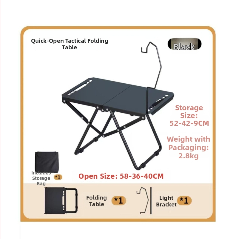 Masă pliabilă tactică – set masă și scaune pentru camping, structură din fier, specificație unică, lansare vara 2025
