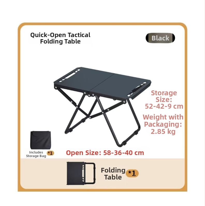 Masă pliabilă tactică – set masă și scaune pentru camping, structură din fier, specificație unică, lansare vara 2025