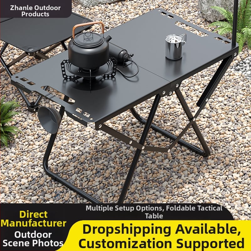 Masă pliabilă tactică – set masă și scaune pentru camping, structură din fier, specificație unică, lansare vara 2025