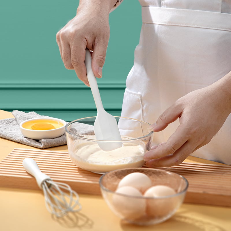 Set silikonskih kuhinjskih alata za prehranu djece: spatula, mini žlica, pjenjača za jaja, klipsa za hranu; silikon za hranu, otporan na visoke temperature, protuklizan, ne lijepi
