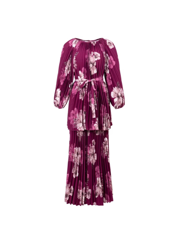 Dva dijela seta: top s dugim rukavima i duge hlače, print s blokovima boja, poliester, elegantan poslovni stil, za sve sezone.