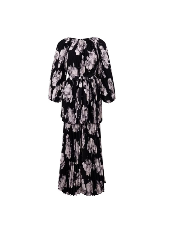 Dva dijela seta: top s dugim rukavima i duge hlače, print s blokovima boja, poliester, elegantan poslovni stil, za sve sezone.