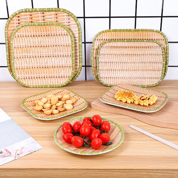 Κύκλιος δίσκος από μελαμίνη με σχέδιο μπαμπού, μη κατάλληλος για φούρνο μικροκυμάτων, προσαρμογή, ποιότητα Α' τάξης