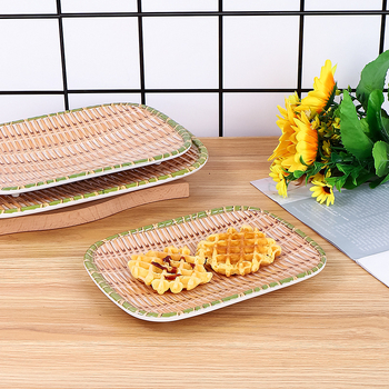 Κύκλιος δίσκος από μελαμίνη με σχέδιο μπαμπού, μη κατάλληλος για φούρνο μικροκυμάτων, προσαρμογή, ποιότητα Α' τάξης