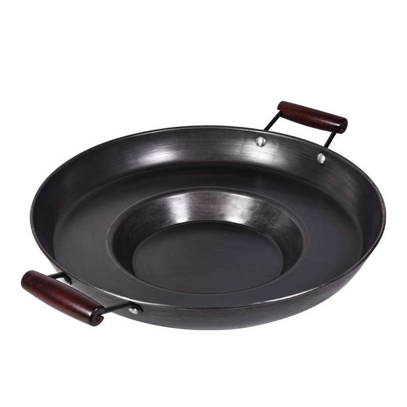 Tigaie din fontă cu bază concavă îngroșată – neacoperită, bază unică, stil modern minimalist, potrivit pentru plită cu gaz și cuptor cu microunde