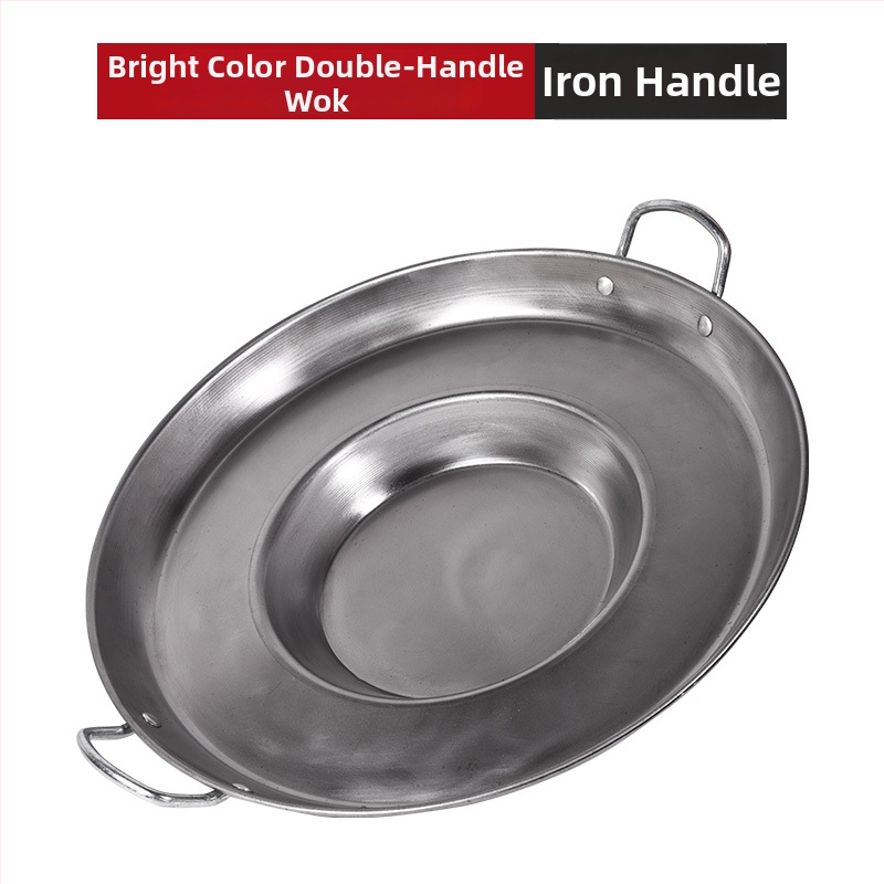 Tigaie din fontă cu bază concavă îngroșată – neacoperită, bază unică, stil modern minimalist, potrivit pentru plită cu gaz și cuptor cu microunde