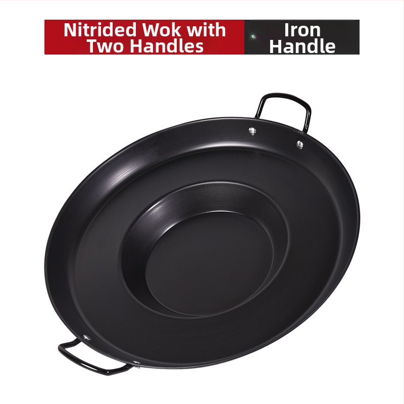 Tigaie din fontă cu bază concavă îngroșată – neacoperită, bază unică, stil modern minimalist, potrivit pentru plită cu gaz și cuptor cu microunde