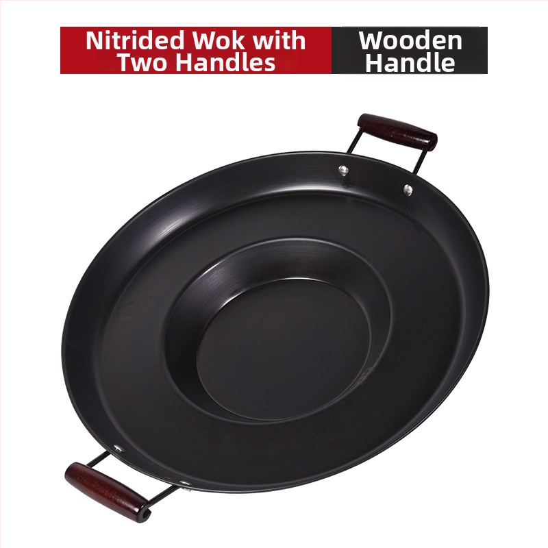 Tigaie din fontă cu bază concavă îngroșată – neacoperită, bază unică, stil modern minimalist, potrivit pentru plită cu gaz și cuptor cu microunde