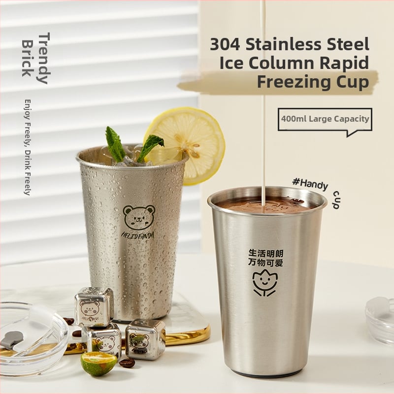 Šálka na kávu z nehrdzavejúcej ocele 304, vonkajšia prenosná, rýchle chladenie, Bear Family vzor, tlač loga