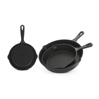 Set od tri tave od lijevanog željeza, s debelim dnom, bez premaza, nepriijanjajuća površina, mini tava za jaja, kućanski posuđe