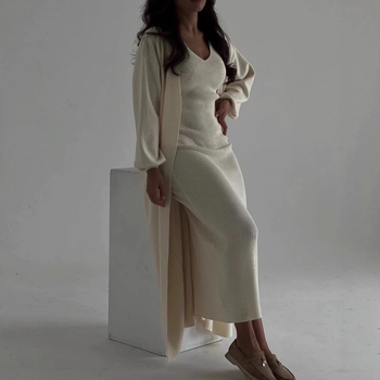 Costum fustă casual, unicolor, mâneci lungi, poliester, conținut poliester 95%+