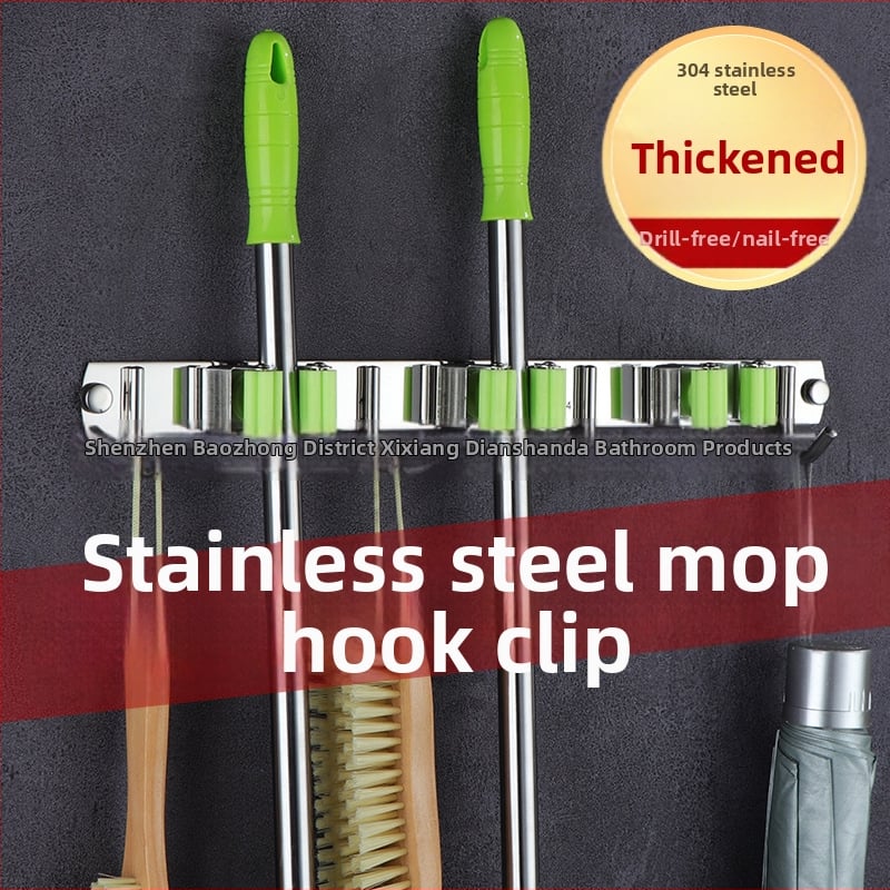 304 неръждаема стомана държач за моп, без пробиване, стенен монтаж за баня