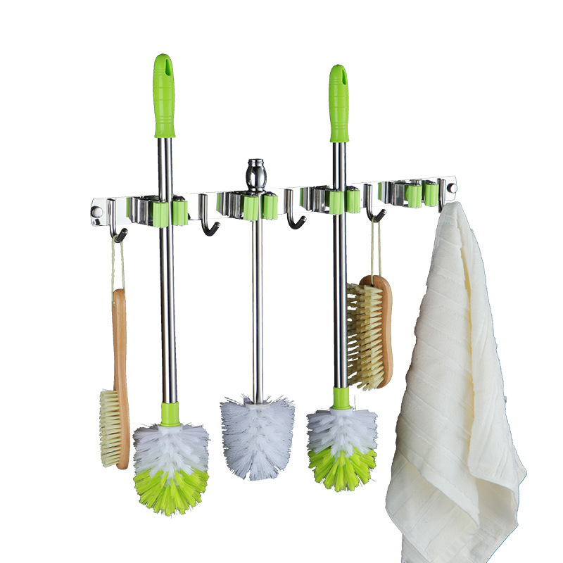 304 неръждаема стомана държач за моп, без пробиване, стенен монтаж за баня