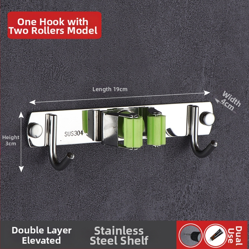 304 неръждаема стомана държач за моп, без пробиване, стенен монтаж за баня