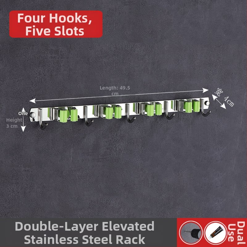 304 неръждаема стомана държач за моп, без пробиване, стенен монтаж за баня