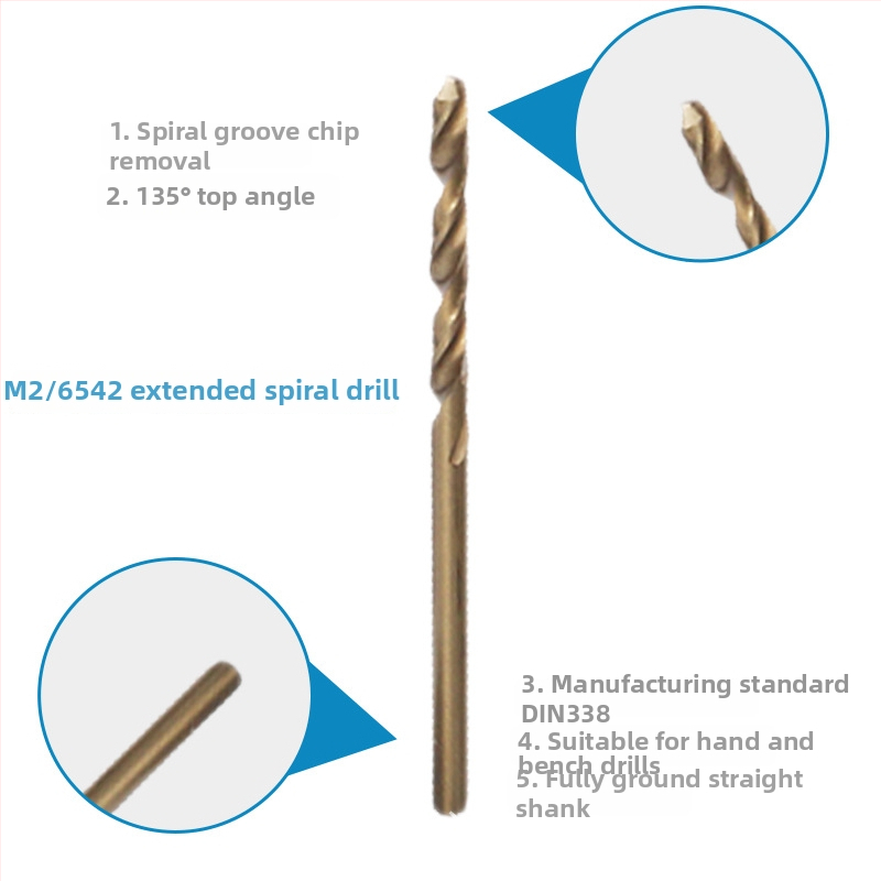 FH-Fenghua fúró, HSS 6542, egyenes nyél, a nyél átmérője megegyezik a furó átmérőjével, fémhez, műanyaghoz és fához