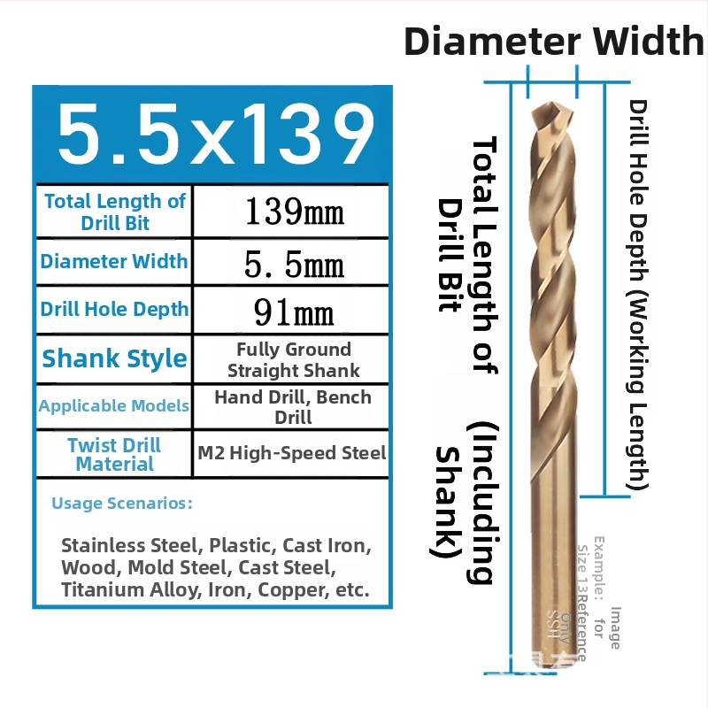 FH-Fenghua fúró, HSS 6542, egyenes nyél, a nyél átmérője megegyezik a furó átmérőjével, fémhez, műanyaghoz és fához