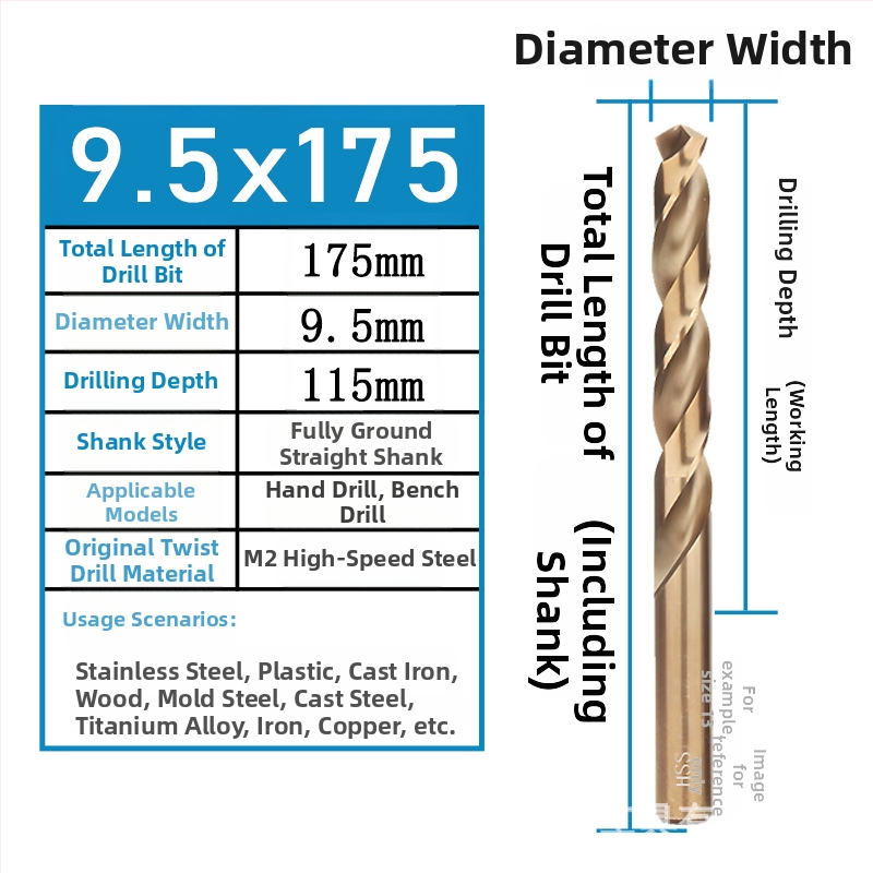 FH-Fenghua fúró, HSS 6542, egyenes nyél, a nyél átmérője megegyezik a furó átmérőjével, fémhez, műanyaghoz és fához