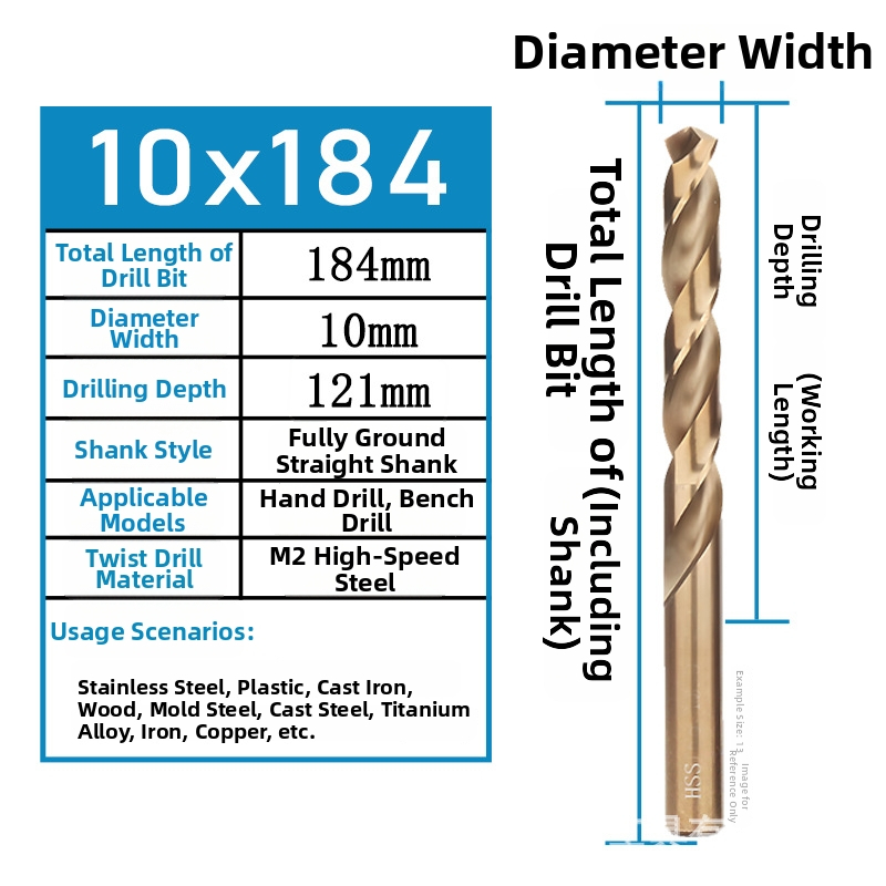 FH-Fenghua fúró, HSS 6542, egyenes nyél, a nyél átmérője megegyezik a furó átmérőjével, fémhez, műanyaghoz és fához