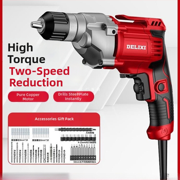 Elektrická ručná vŕtačka – kefový motor, Li‑ion batéria, rýchloupínacia skľučovadlo, vŕtanie do dreva a kompozitov, dopredu/dozadu