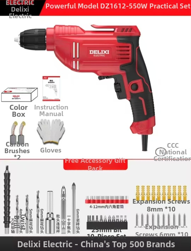 Elektrická ručná vŕtačka – kefový motor, Li‑ion batéria, rýchloupínacia skľučovadlo, vŕtanie do dreva a kompozitov, dopredu/dozadu