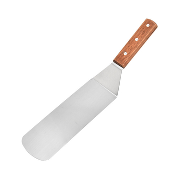 Set de 3 spatule din oțel inoxidabil cu mânere din lemn — anti-aderent, rezistente la temperaturi înalte, protecție împotriva arsurilor