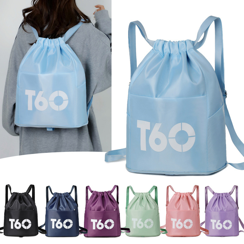 Rucsac cu șnur ultraușor, pliabil, pentru sporturi în aer liber – nylon, căptușeală poliester, unisex, potrivit pentru baschet, fotbal și drumeții