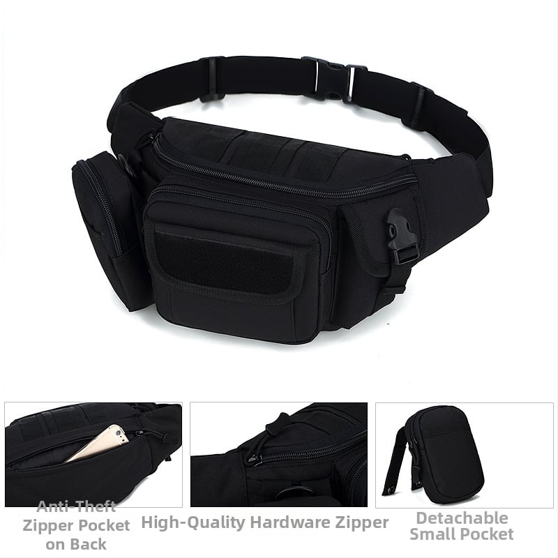 Qiao Chuan Geantă de talie pentru activități în aer liber: camuflaj, impermeabilă și rezistentă, material nylon, model 031, buzunar pentru telefon