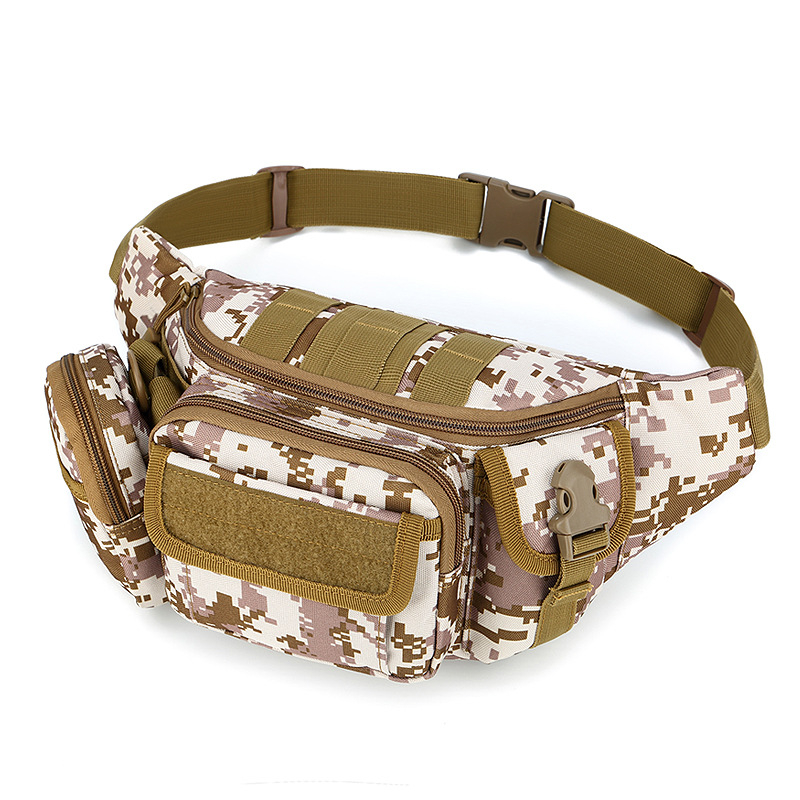 Qiao Chuan Geantă de talie pentru activități în aer liber: camuflaj, impermeabilă și rezistentă, material nylon, model 031, buzunar pentru telefon