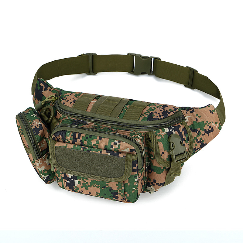 Qiao Chuan Geantă de talie pentru activități în aer liber: camuflaj, impermeabilă și rezistentă, material nylon, model 031, buzunar pentru telefon