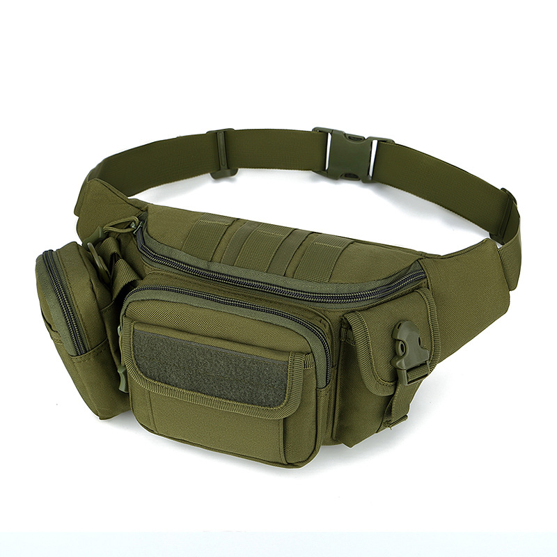 Qiao Chuan Geantă de talie pentru activități în aer liber: camuflaj, impermeabilă și rezistentă, material nylon, model 031, buzunar pentru telefon